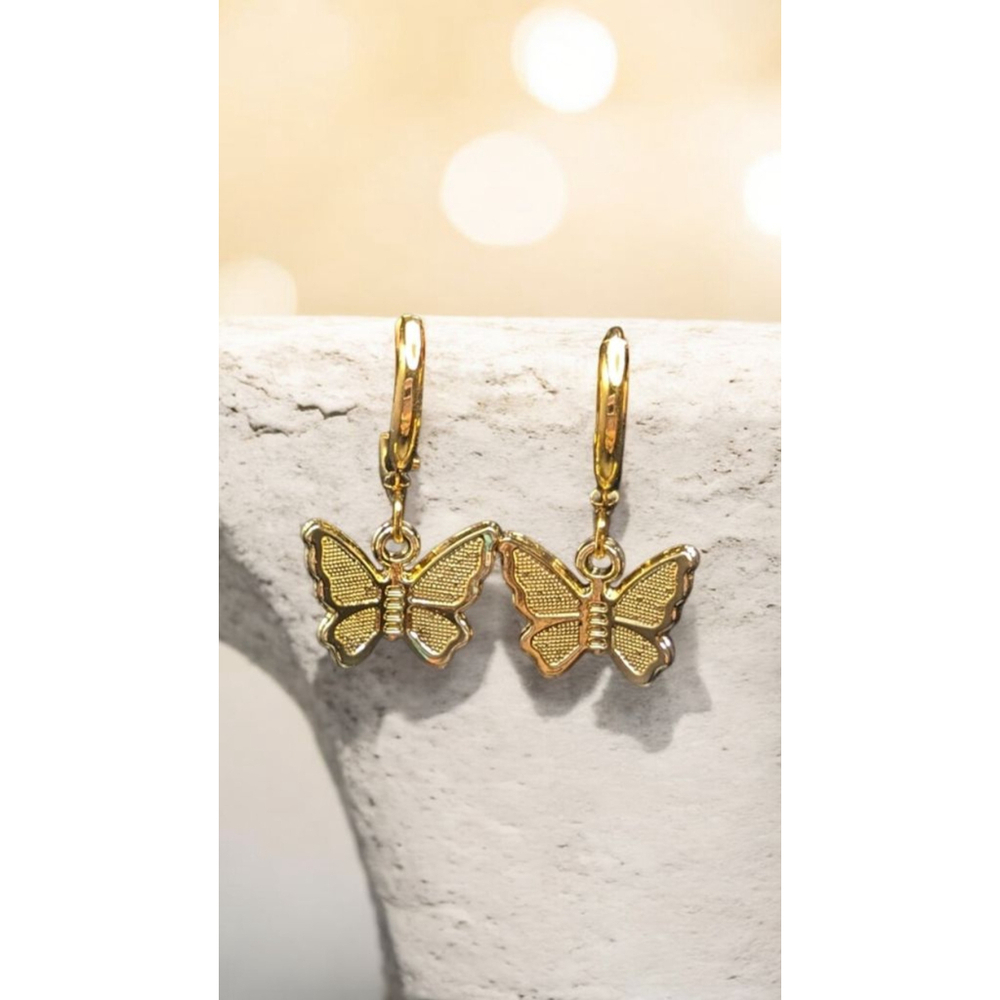 Gold Plated Butterfly Minimalist Gold Ion Plated Stainless Steel Huggie Earring